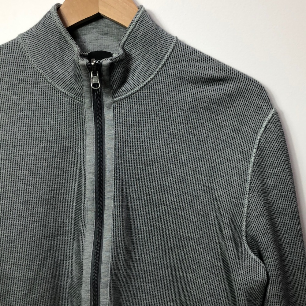 Hugo Boss Men's Zip Up Sweater- Gray